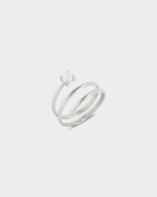 Anillo espiral y bisel con circonita - SHAPES