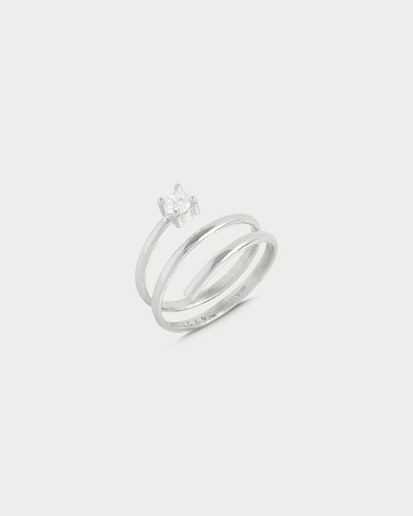 Anello spirale e castone con zircone - SHAPES