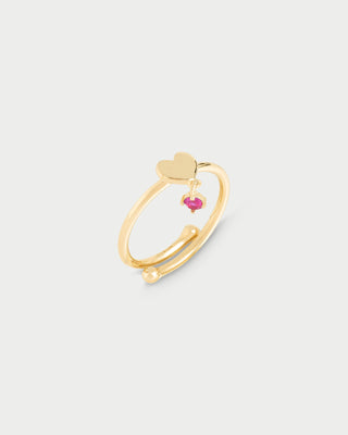 Heart and light point line ring