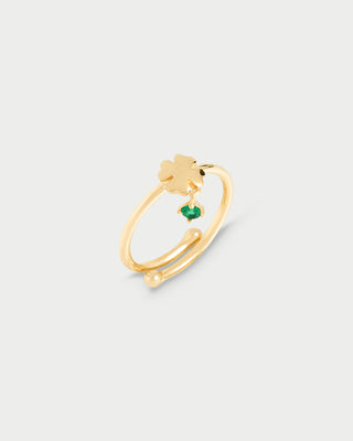 Four-leaf clover and light point line ring