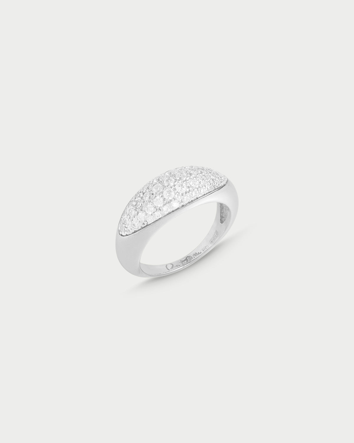 Anello stone fascia mignolo pavè argentato