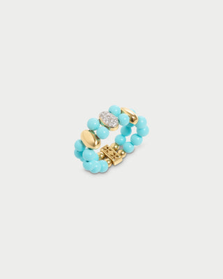 Triple ellipse turquoise elastic ring