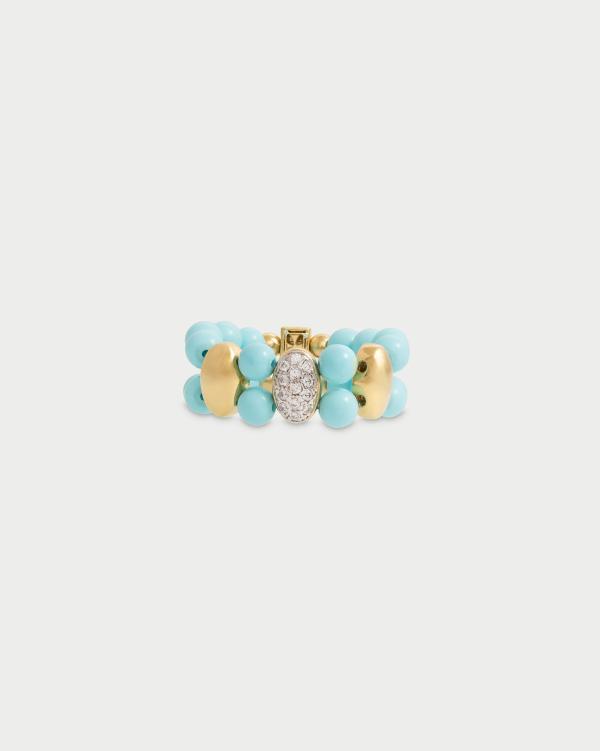 Triple ellipse turquoise elastic ring