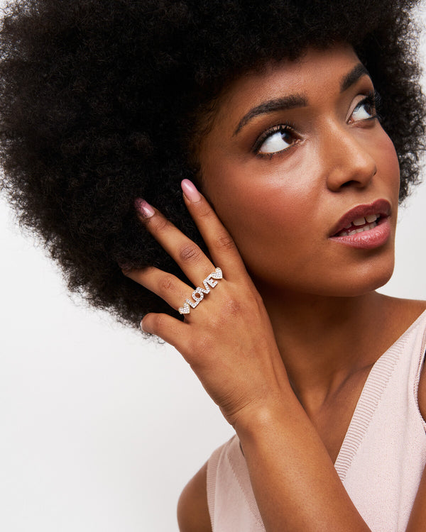 Customizable name ring with white zircons