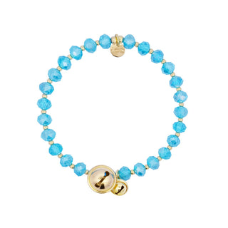 Elastic bracelet turquoise  crystals and bells - Crystal Rainbow