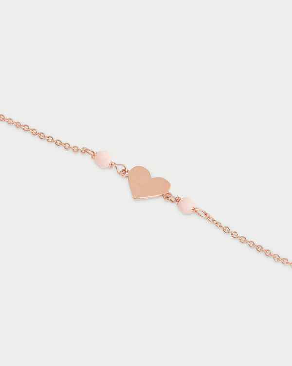 Pulsera Cadena Corazón Piedras Rosas Adulto - Io&Ro