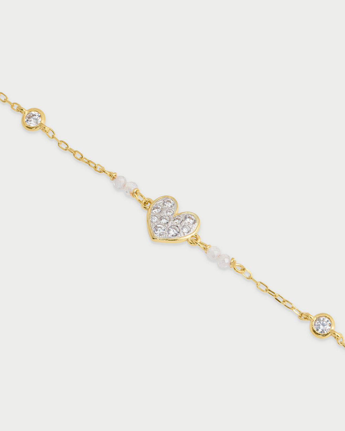 Bracelet with bezels and small pavé heart subject - STRADUST TEN