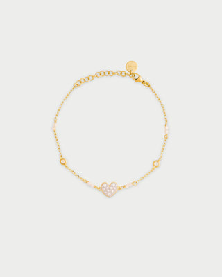 Bracelet with bezels and small pavé heart subject - STRADUST TEN