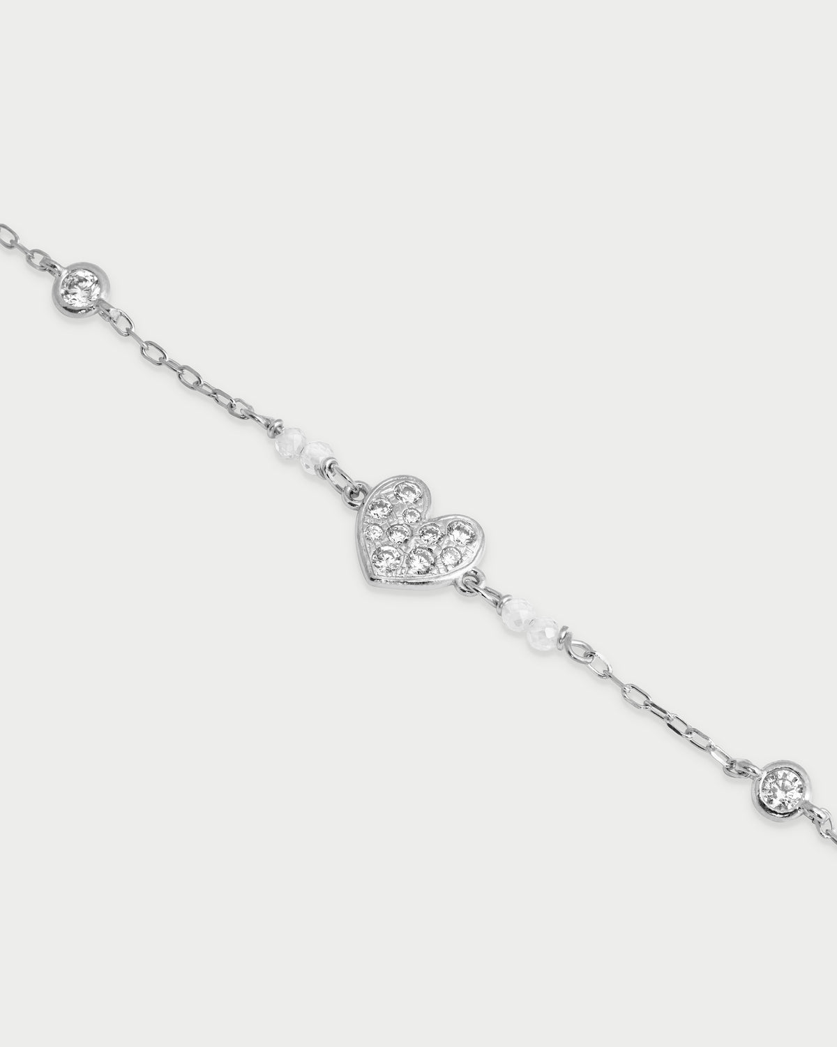 Bracelet with bezels and small pavé heart subject - STRADUST TEN