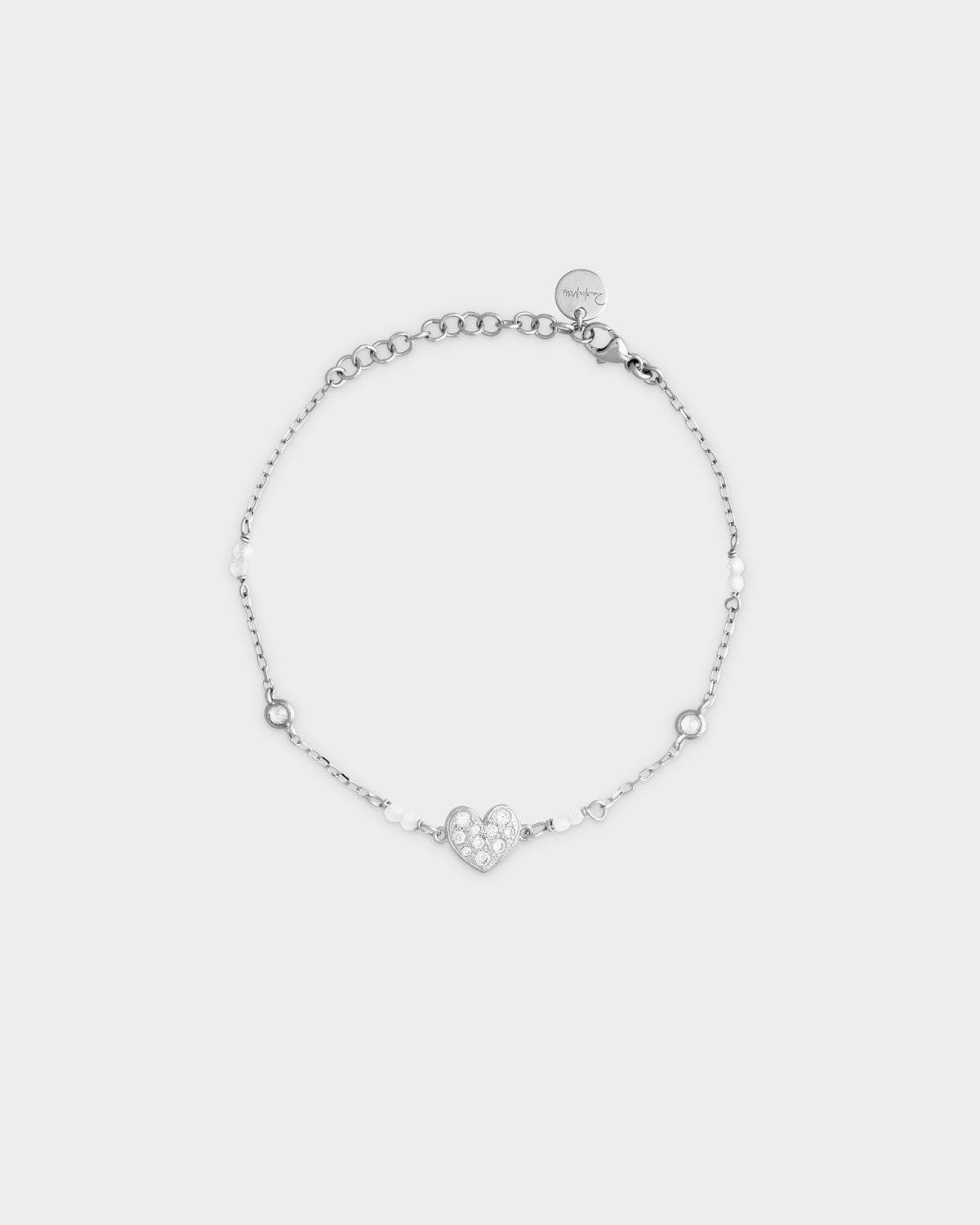 Bracelet with bezels and small pavé heart subject - STRADUST TEN