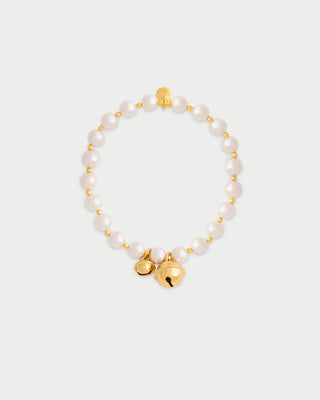 Elastic bracelet with pearls and double bell - WHITESIDE