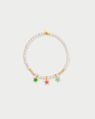 Elastic bracelet with pearls, beads and three stars - ColorFUN