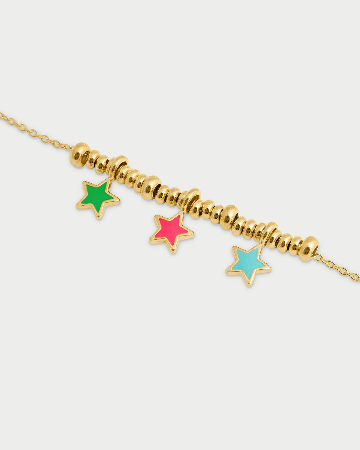 Pulsera micro anillos con tres estrellas esmaltadas - ColorFUN