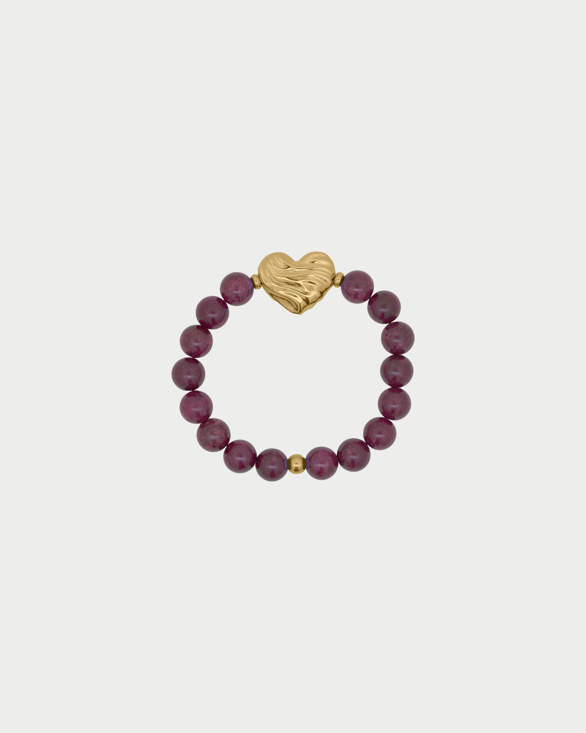 Pulsera de jade burdeos con corazón llamativo
