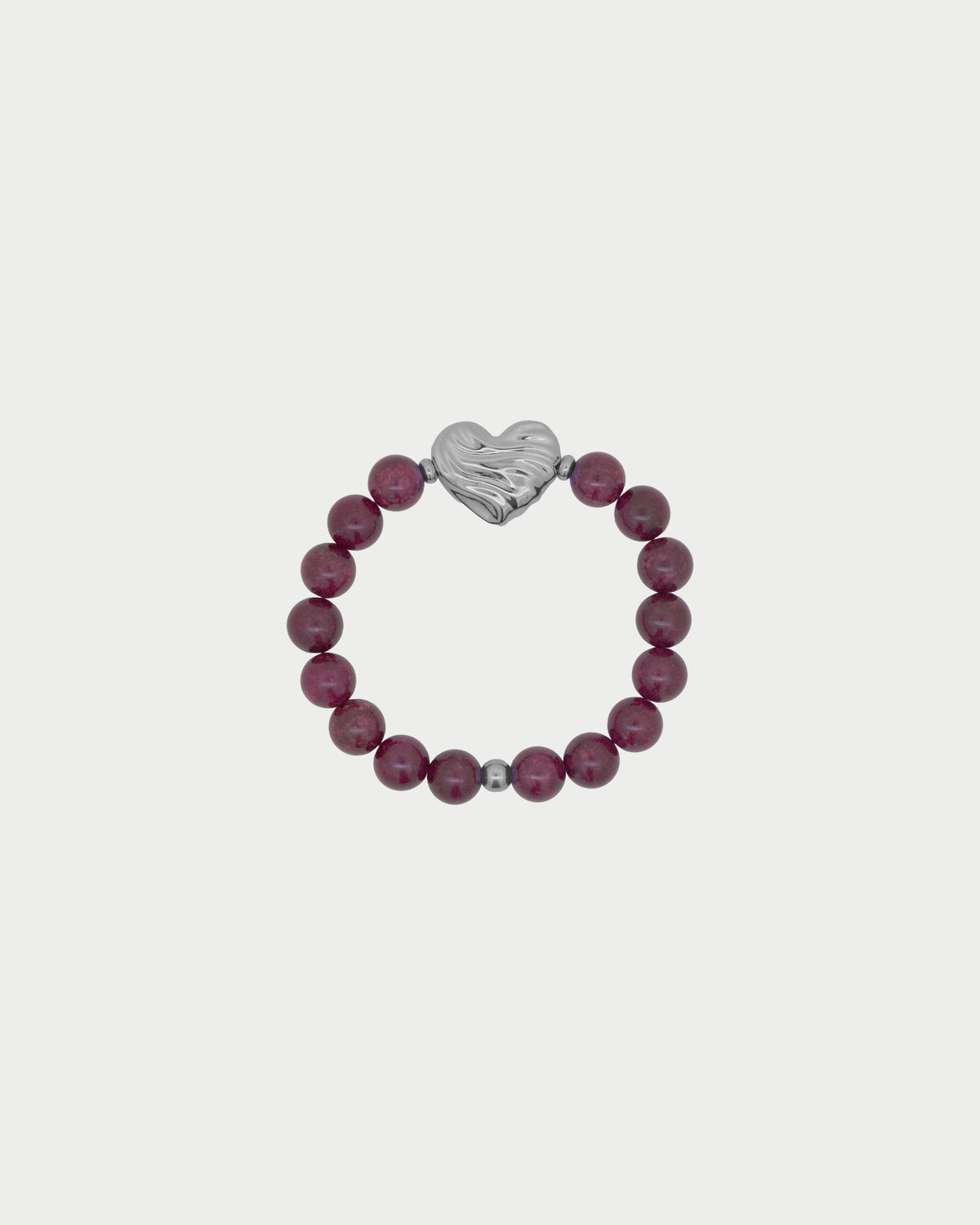 Pulsera de jade burdeos con corazón llamativo
