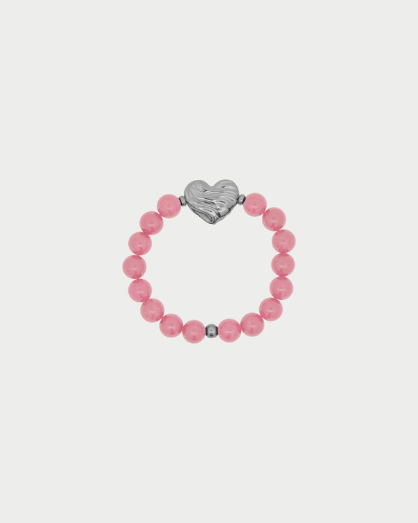 Pulsera de corazón de jade rosa intenso