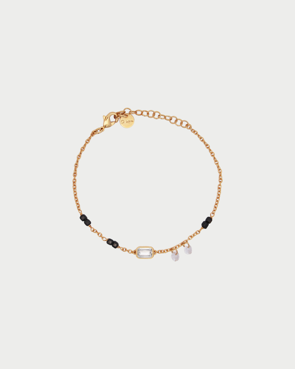 Pulsera de cadena y piedras con corte esmeralda