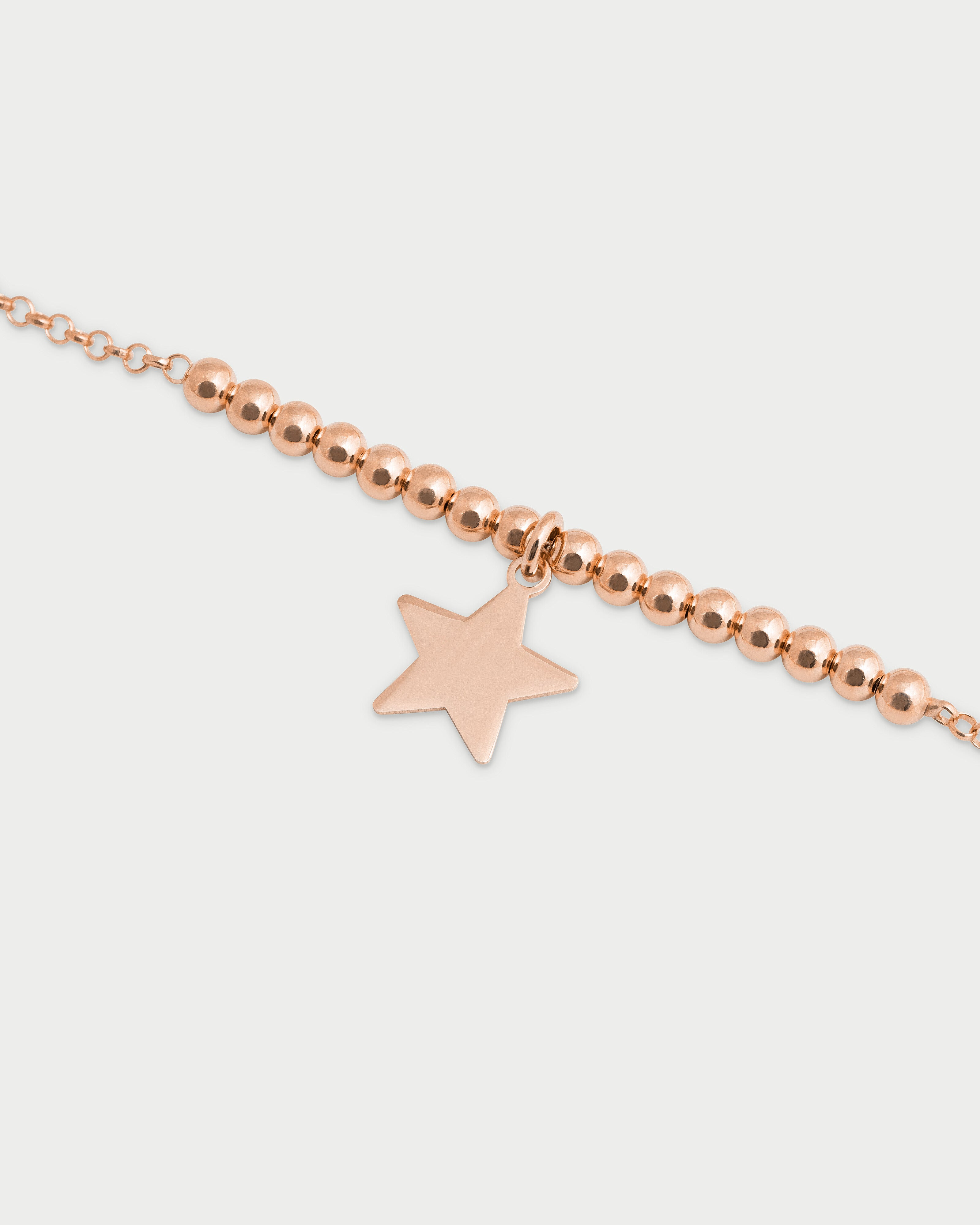 Rue Des Mille Bracciale Donna In Argento 925 – Micro Soggetto Stella – Catenella Con Pallini, 16,5+3 Cm – Regalo In Scatola