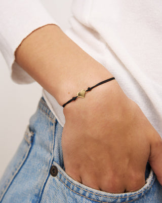 Pulsera de tela negra 1 sujeto corazón