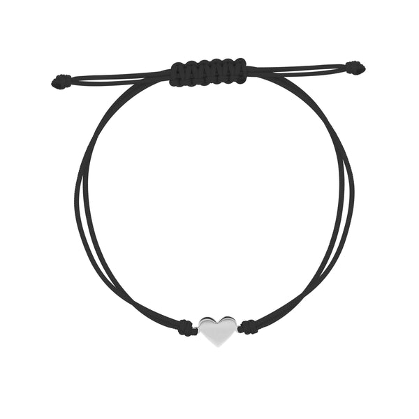 Pulsera de tela negra 1 sujeto corazón
