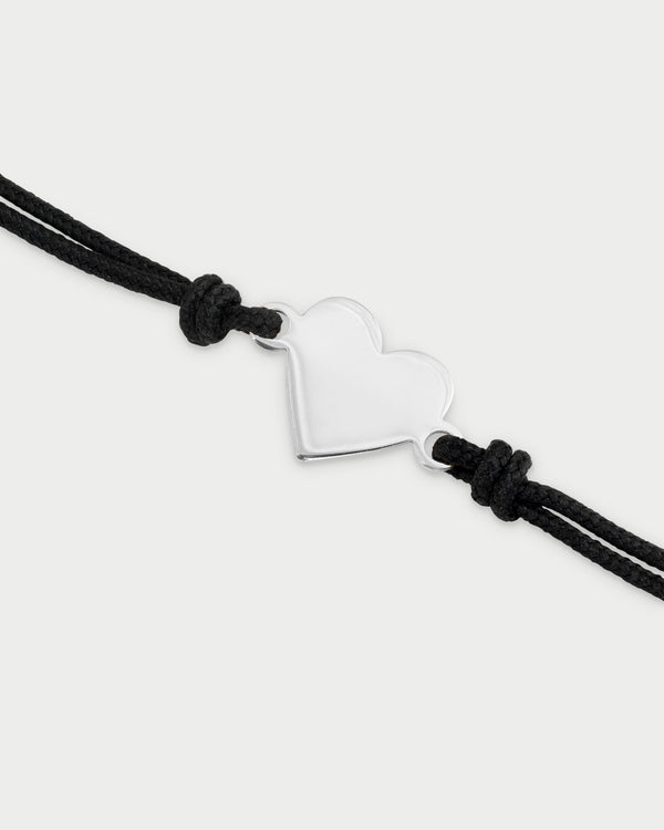 Pulsera de tela negra 1 sujeto corazón