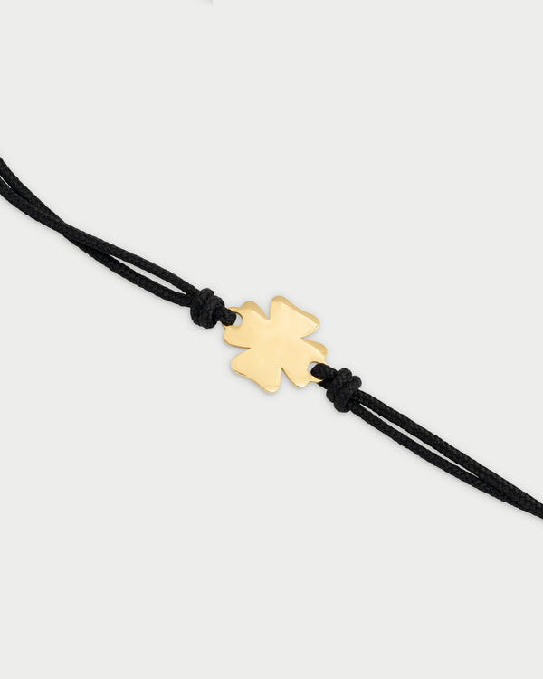 Pulsera de tela negra 1 sujeto trébol de cuatro hojas