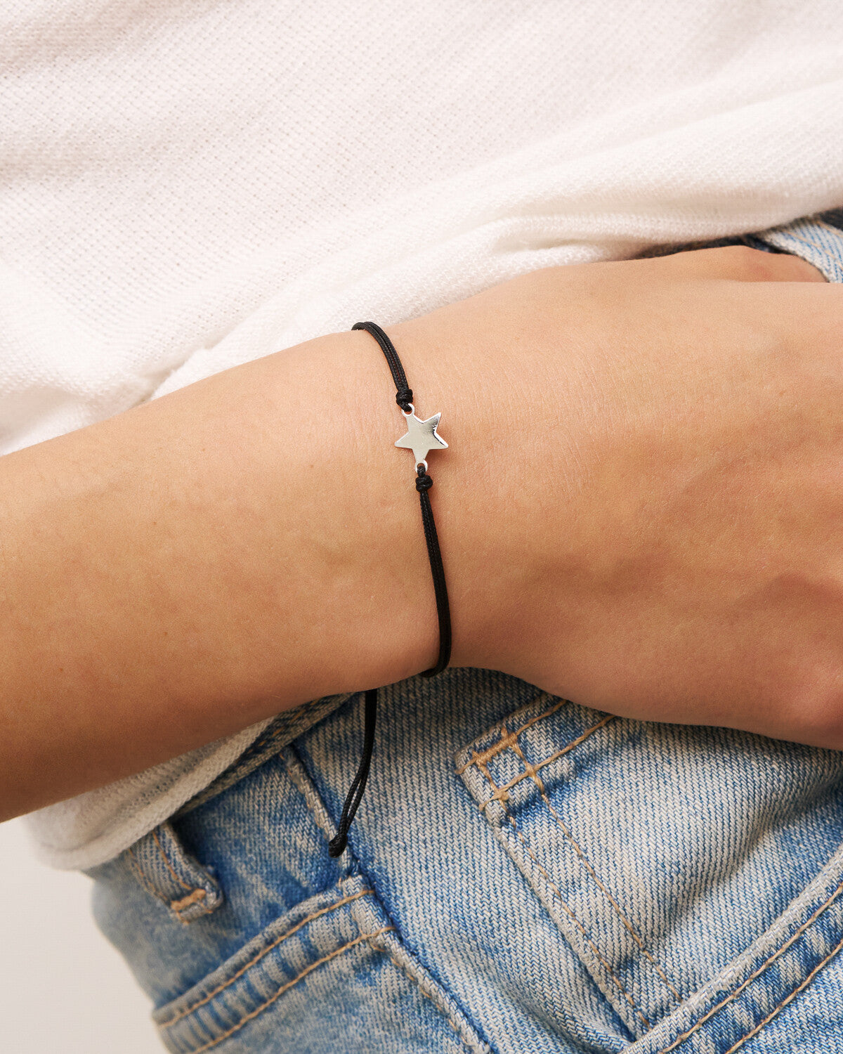 Fabric black bracelet 1 subject star | Rue des Mille