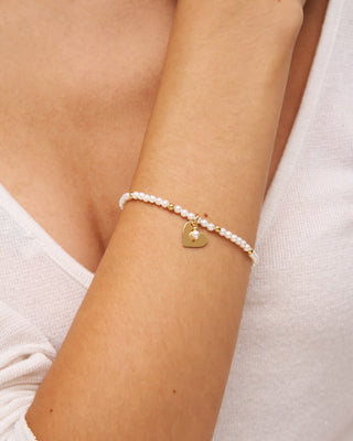 Elastic bracelet with pearls and balls - HEART