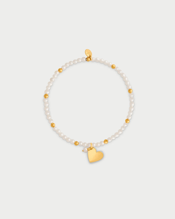 Pulsera elástica con perlas y bolitas - CORAZON