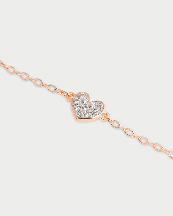 Pulsera cadena y corazón con circonitas