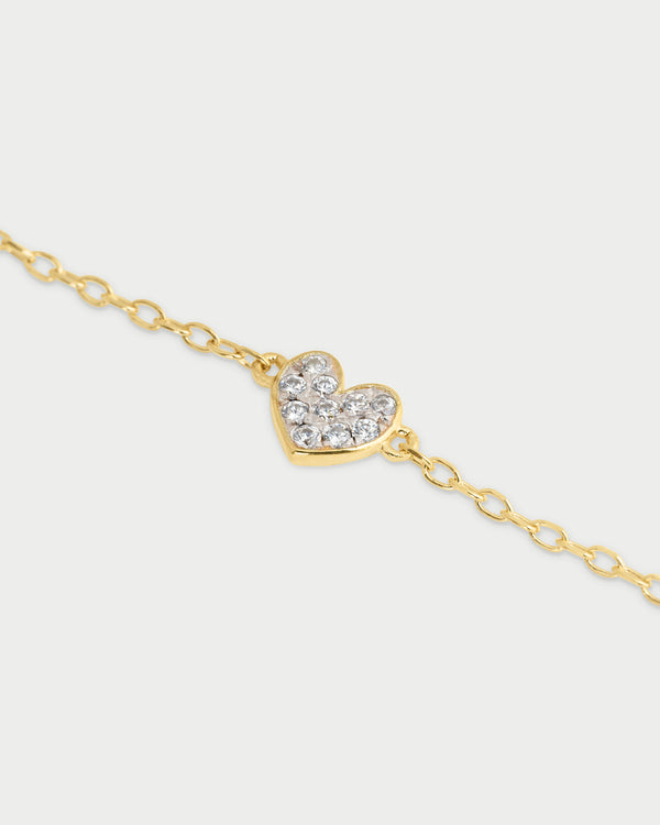 Pulsera cadena y corazón con circonitas