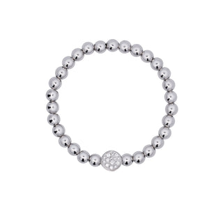 Elastic bracelet with dots and single pavé circles of zirconia - STARDUST TEN