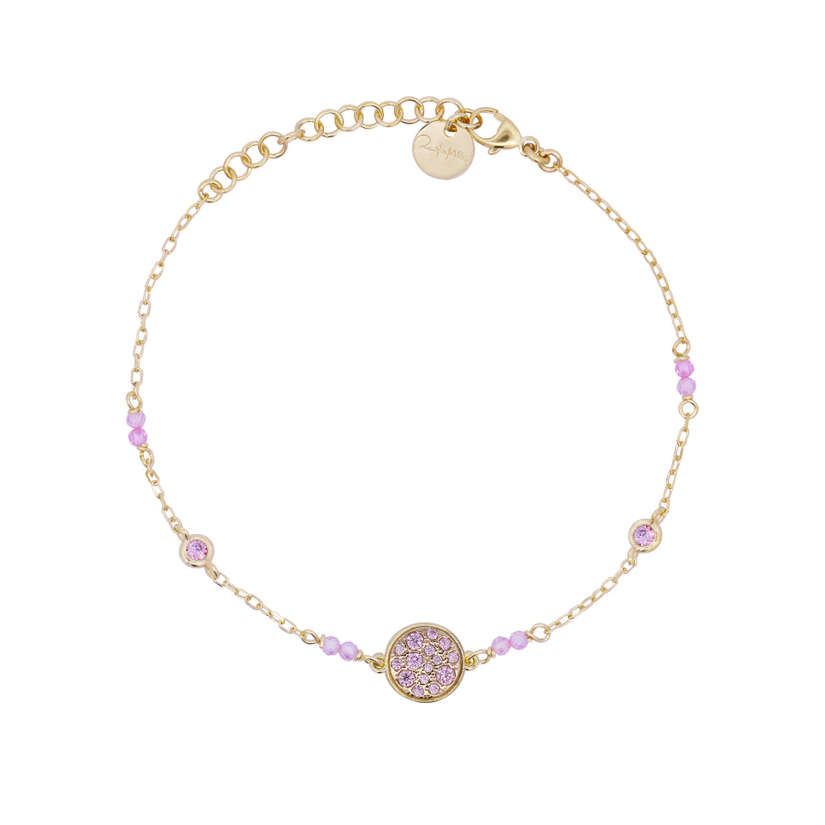 Pulsera de cadena con bisel en pavé rosa - STARDUST TEN