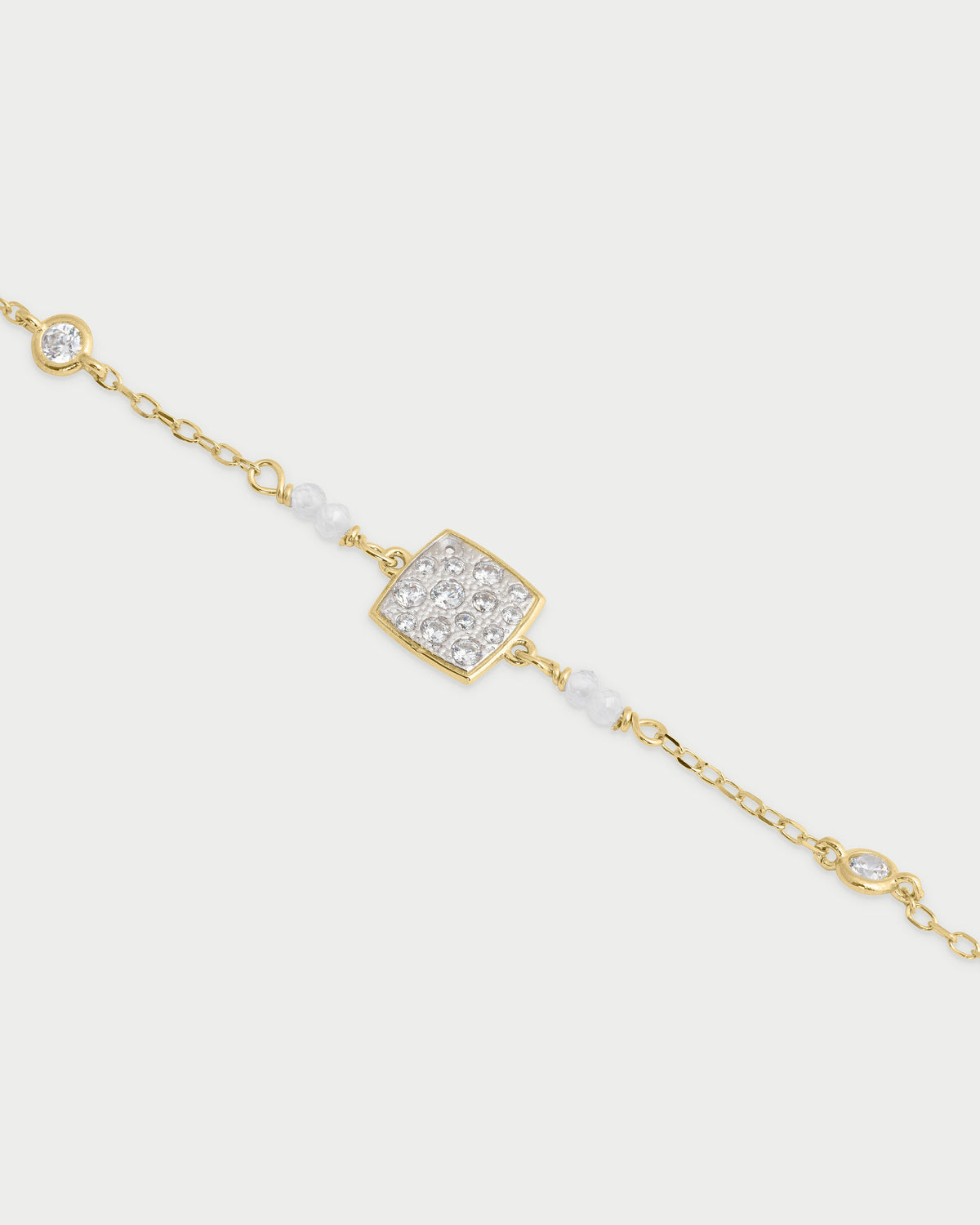 Pulsera con cadena y cuadrado en pavé - STARDUST TEN