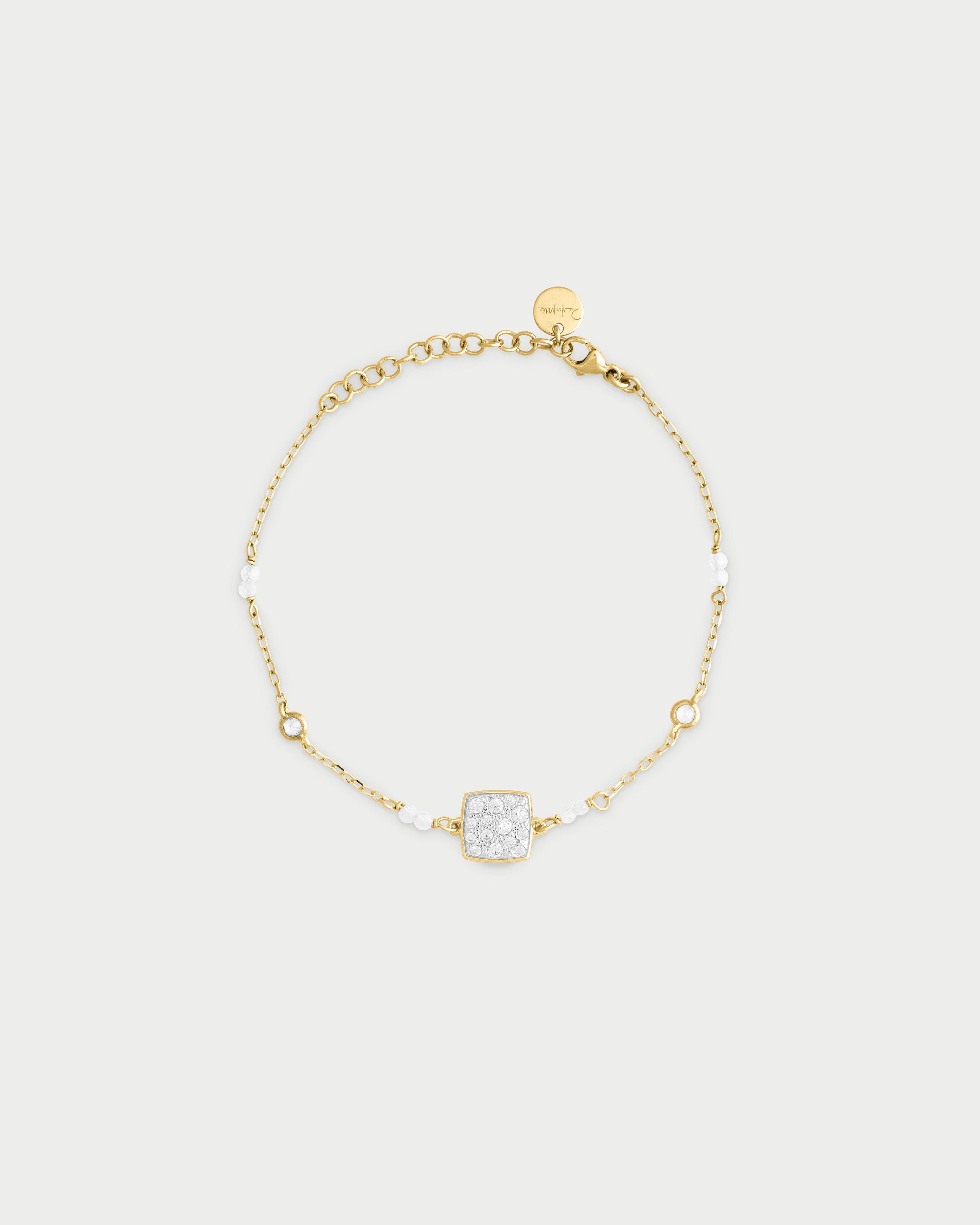 Rue Des Mille Bracciale Donna Argento 925 Con Quadrifoglio - Micro Ciondolo, Rodio O Oro Rosa, Made In Italy, 16,5+3 Cm