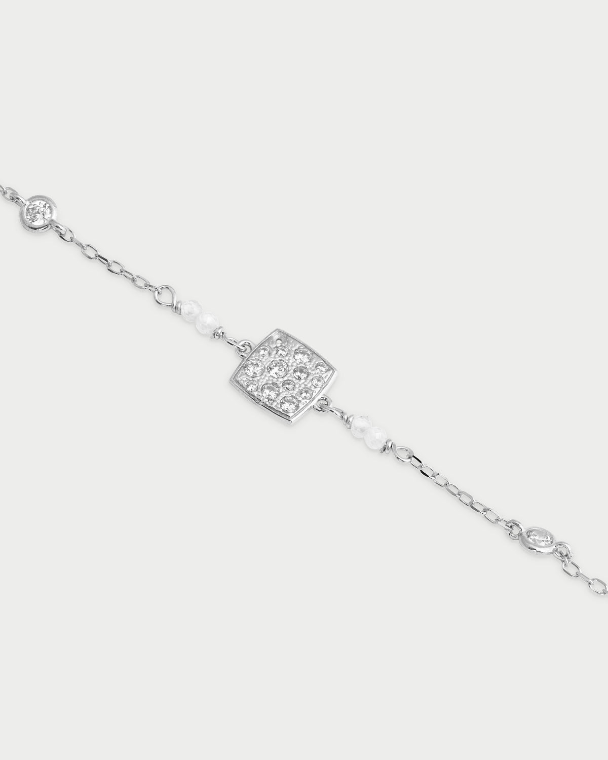 Pulsera con cadena y cuadrado en pavé - STARDUST TEN