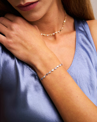 Bracelet with pavé and plain hearts - STARDUST TEN