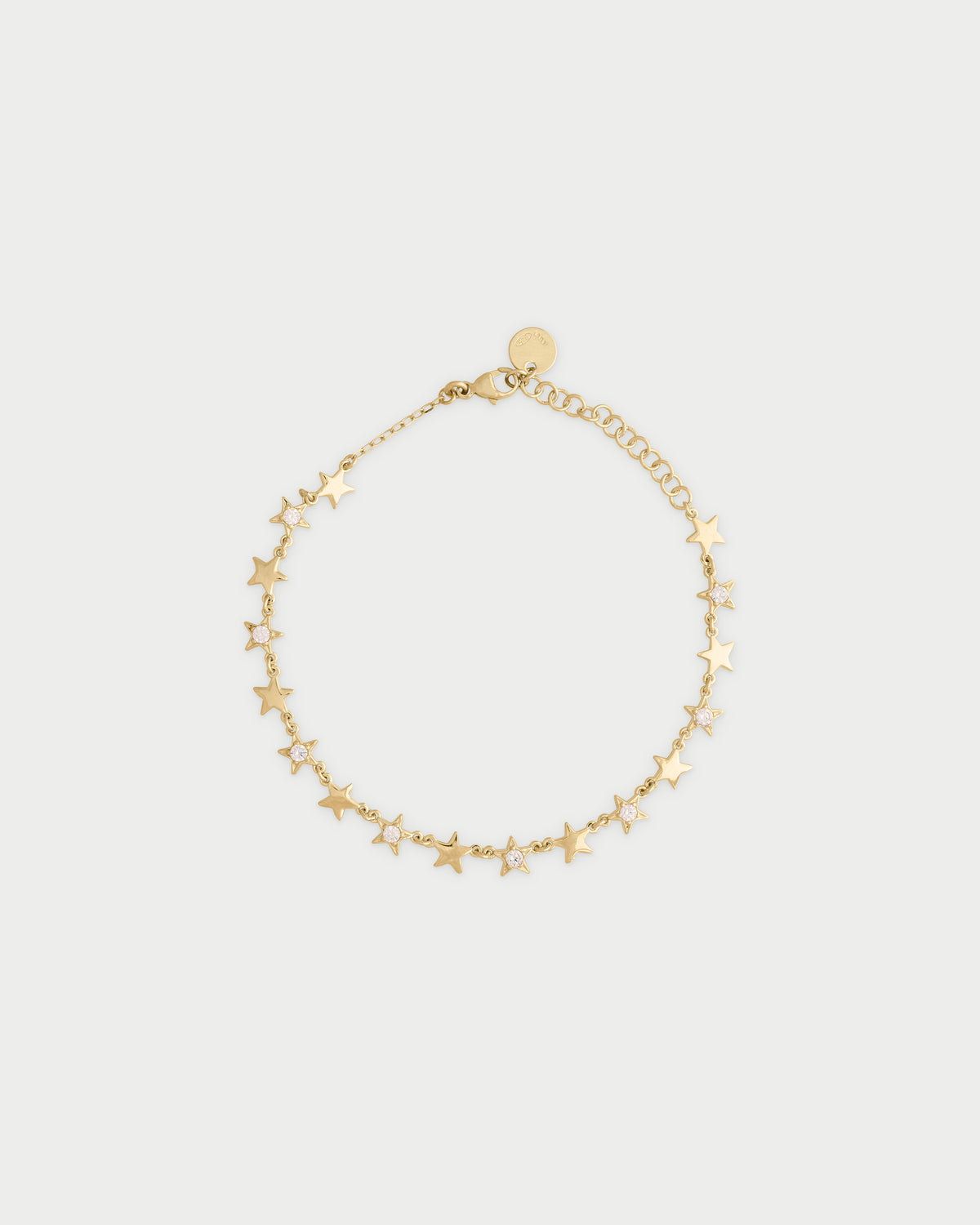 Bracciale con stelle alternate lisce e pavè