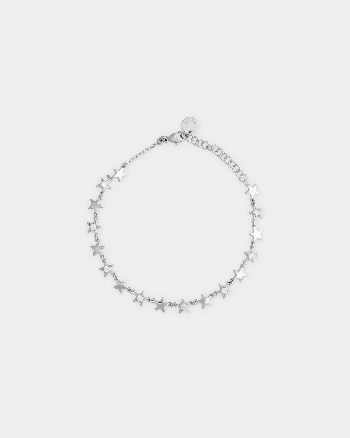 Bracciale con stelle alternate lisce e pavè