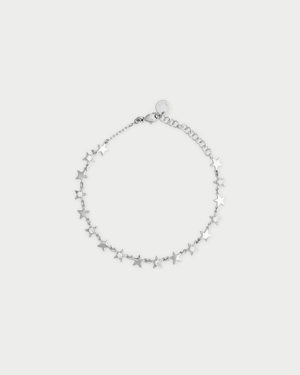 Bracciale con stelle alternate lisce e pavè