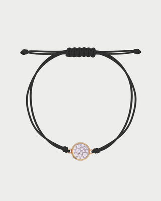 Bracelet with fabric cord and small pavé circle - STARDUST TEN