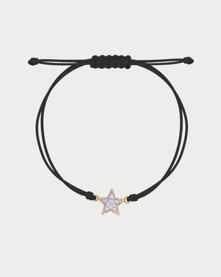 Bracelet with fabric cord and small pavé star - STARDUST TEN