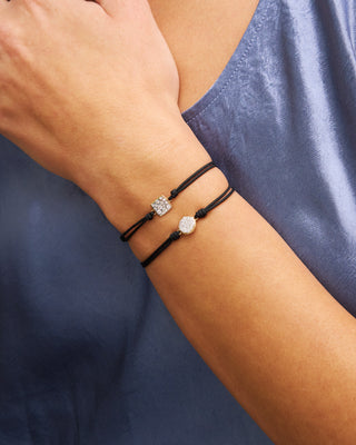 Bracelet with fabric cord and small pavé square - STARDUST TEN