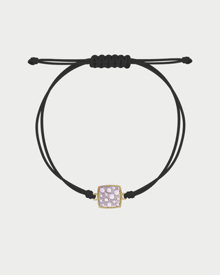 Bracelet with fabric cord and small pavé square - STARDUST TEN