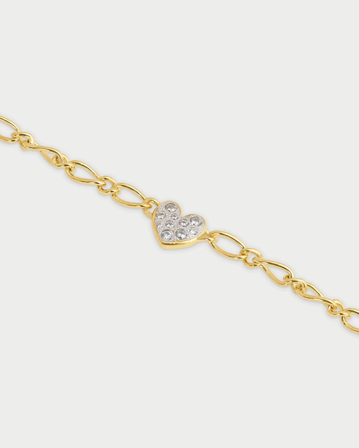 Pulsera pequeña de cadena cheval con corazón de pavé - SHAPES