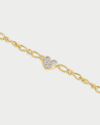 Small pavè heart cheval chain bracelet - SHAPES