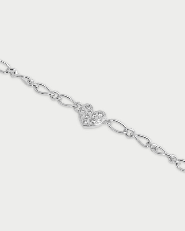Small pavè heart cheval chain bracelet - SHAPES