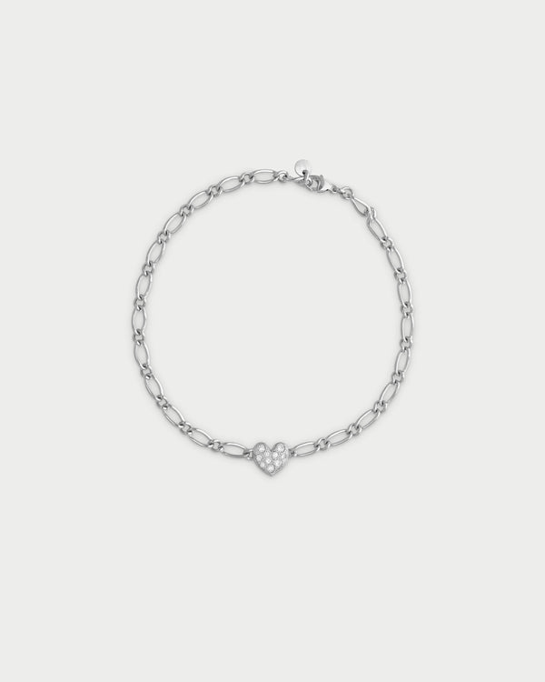 Small pavè heart cheval chain bracelet - SHAPES