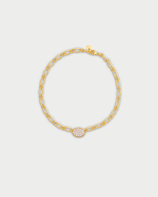 Pulsera pequeña de cadena ovalada con pavé - SHAPES