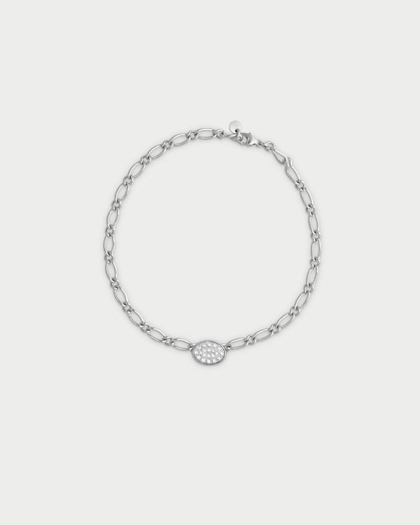 Pulsera pequeña de cadena ovalada con pavé - SHAPES
